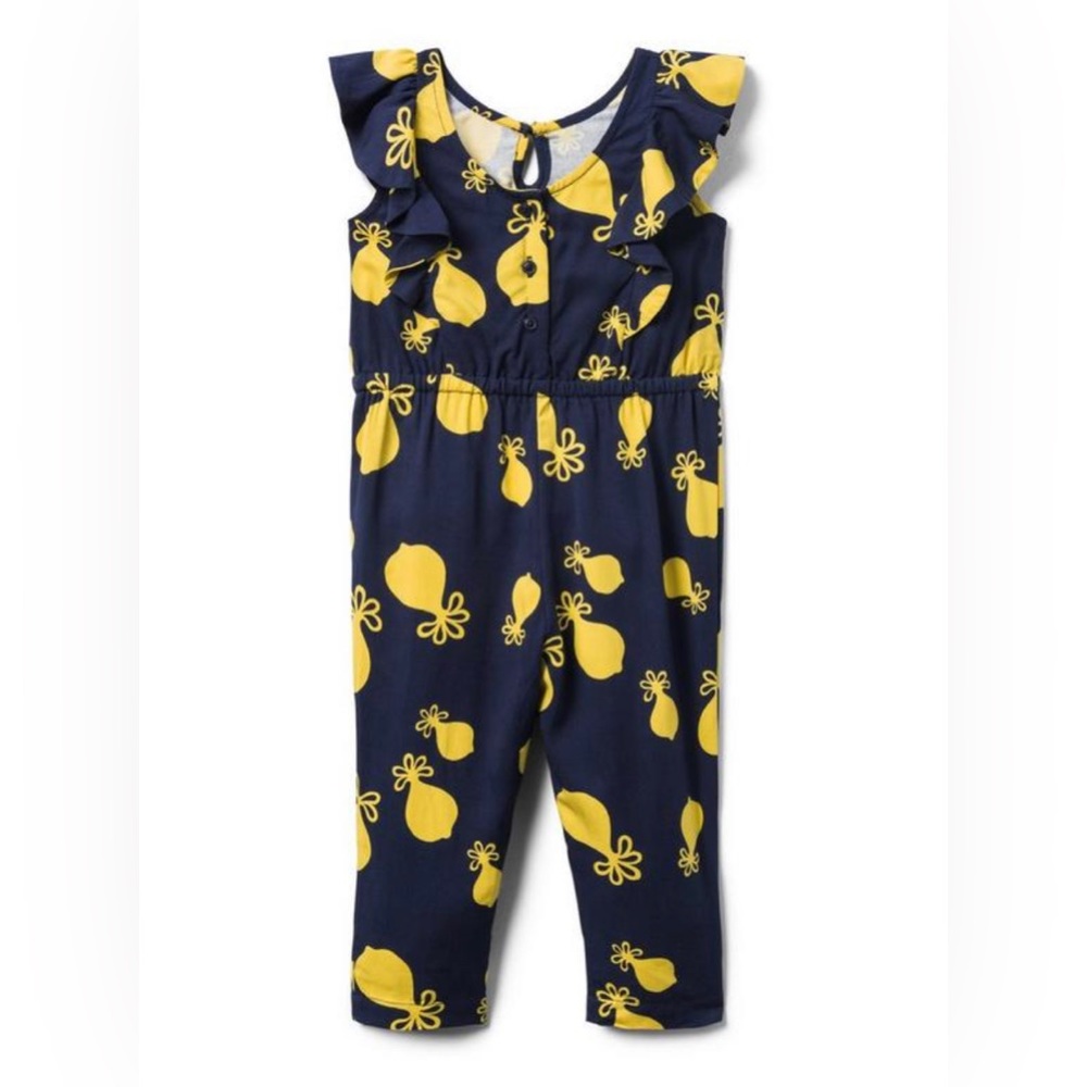 Janie and Jack romper jumpsuit lemon navy yellow 4 4T girls LN